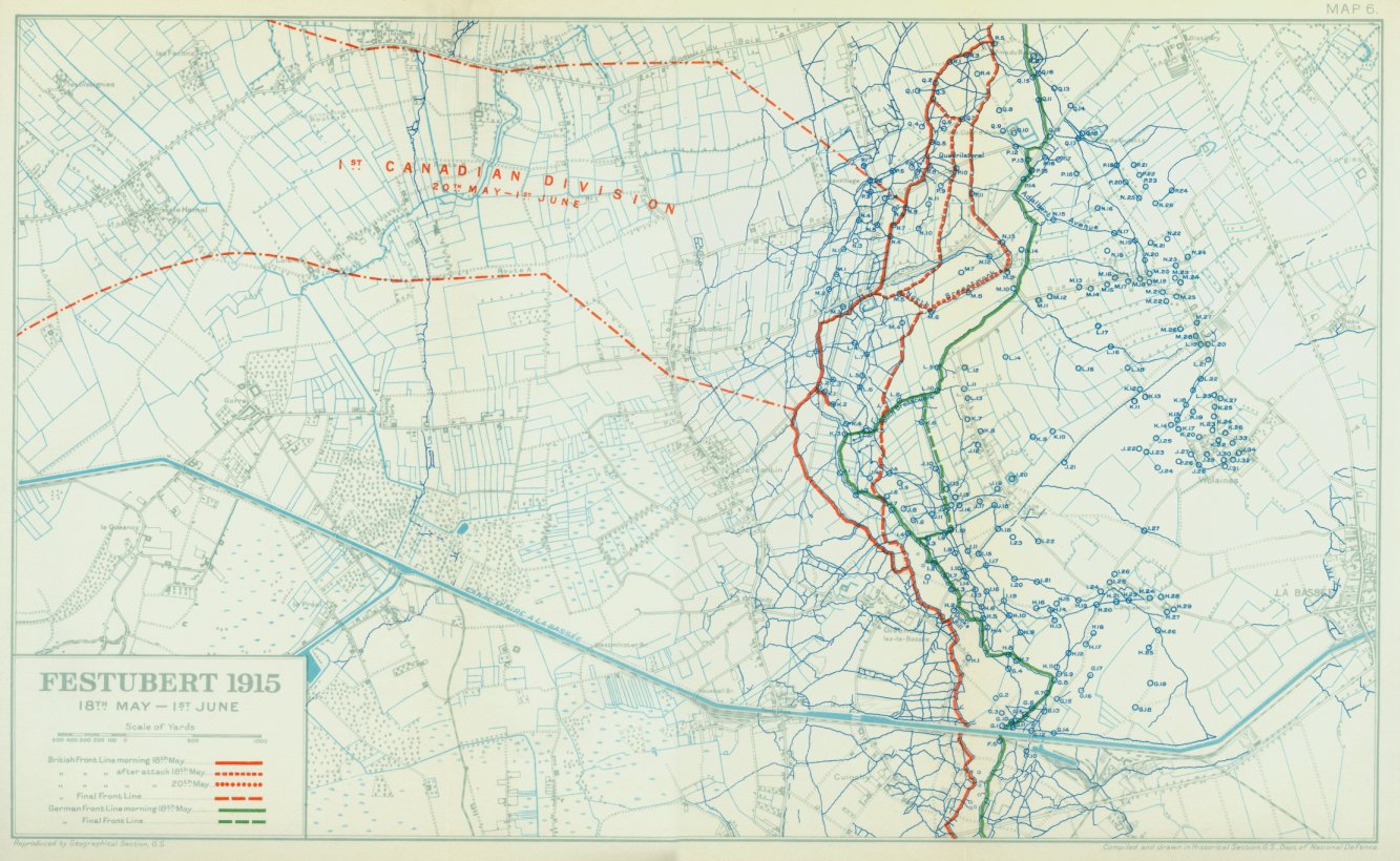 Canadian positions at Festubert, May 18 - June 1, 1915 .