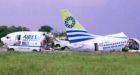 130 survive after jet crashes, breaks apart on Colombian island