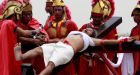 Filipino devotees nailed to crosses in Good Friday rites